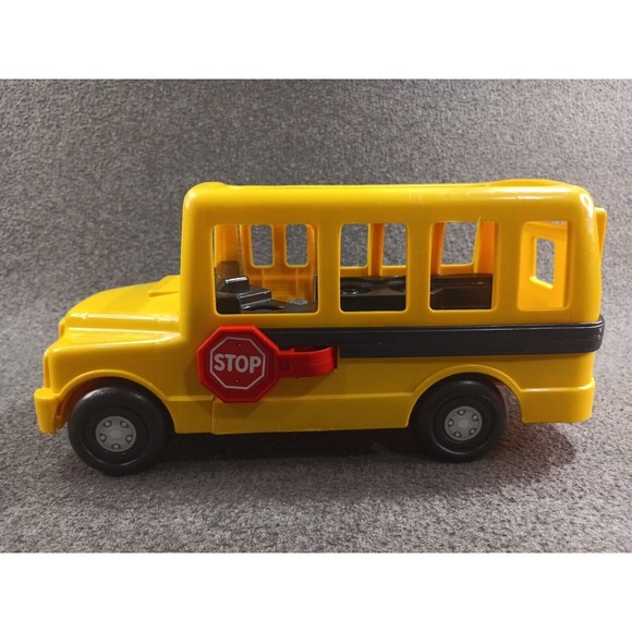 Vintage 1991 Fisher Price Little People School Bus Only Stop Sign Door Opens - Picture 2 of 16